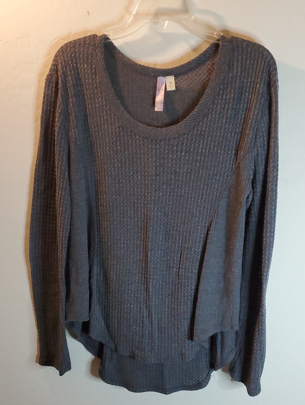 Alya Long Sleeve Waffle Knit Tunic - Charcoal Gray